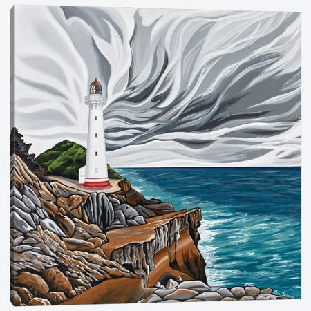 The Guiding Light Over Stormy Waters Canvas Print #JPN14} by Lisa Jepson Canvas Print