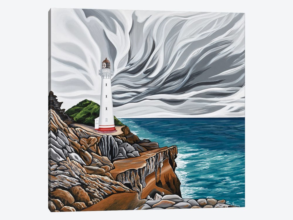 The Guiding Light Over Stormy Waters by Lisa Jepson 1-piece Canvas Art Print