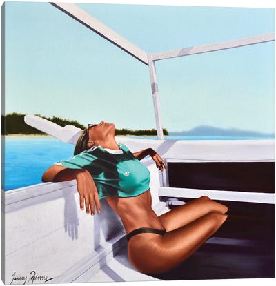 Hardships Of Modern Travel Canvas Art Print - Women's Swimsuit & Bikini Art