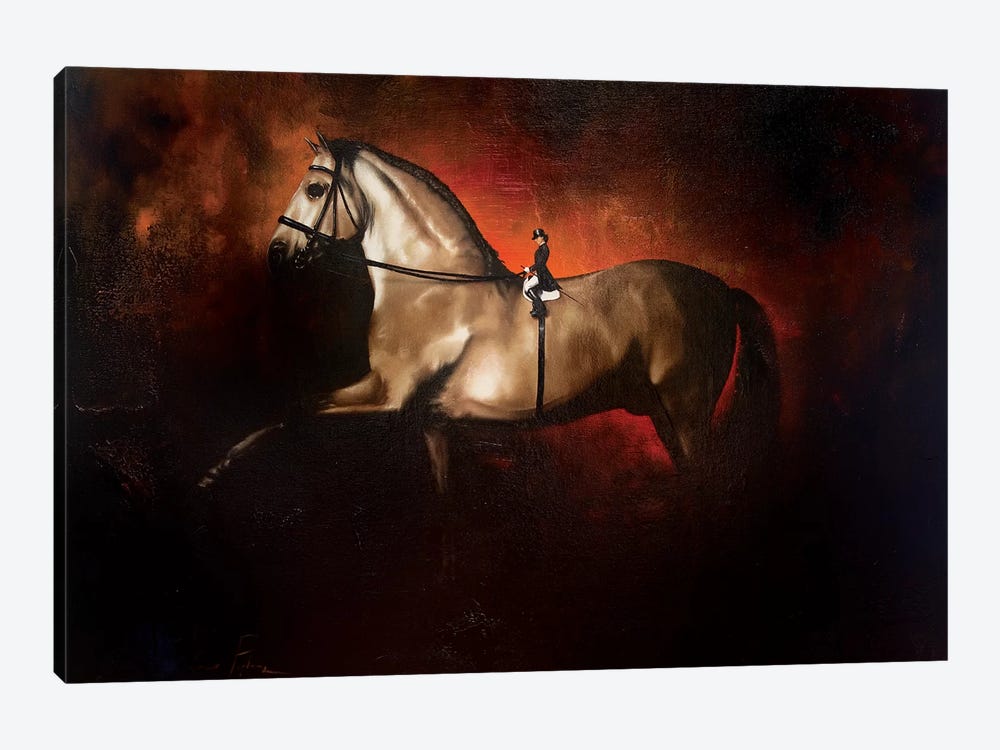 Dressage, A Horses View by Johnny Popkess 1-piece Canvas Art Print