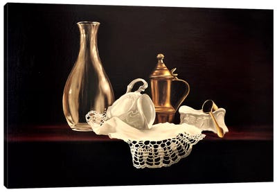 Glass, Brass And Porcelain Canvas Art Print - Photorealism Art