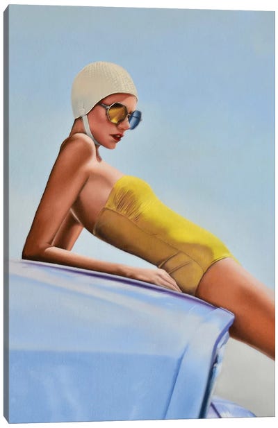 Moments Before A Swim Canvas Art Print - Women's Swimsuit & Bikini Art