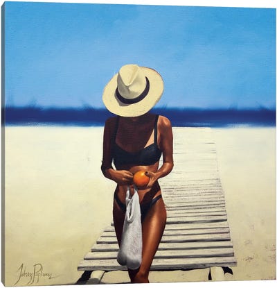 The Orange Seller Canvas Art Print - Hat Art