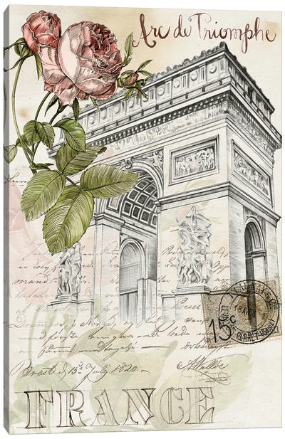 Paris Sketchbook II Canvas Art Print - Arc de Triomphe
