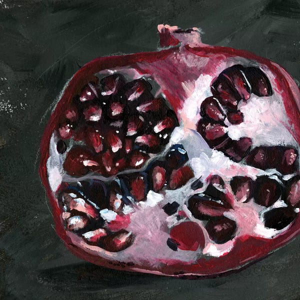 Food & Drink Still Life: Pomegranate Study on Black I by Jennifer Paxton Parker