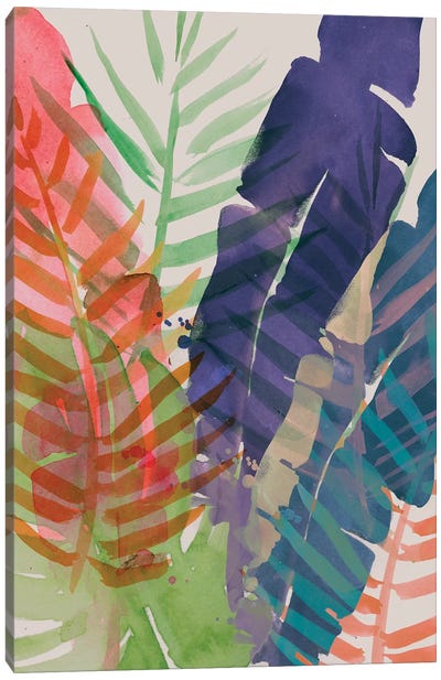 Electric Palms I Canvas Art Print - Tropical Leaf Art
