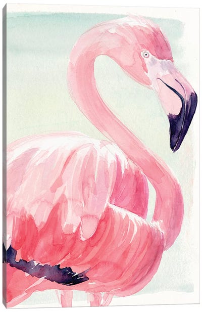 Pastel Flamingo II Canvas Art Print - Pink Art