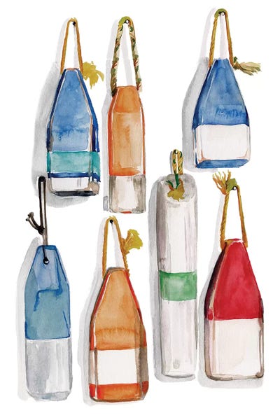 Kids Nautical Art: Watercolor Buoys I by Jennifer Paxton Parker