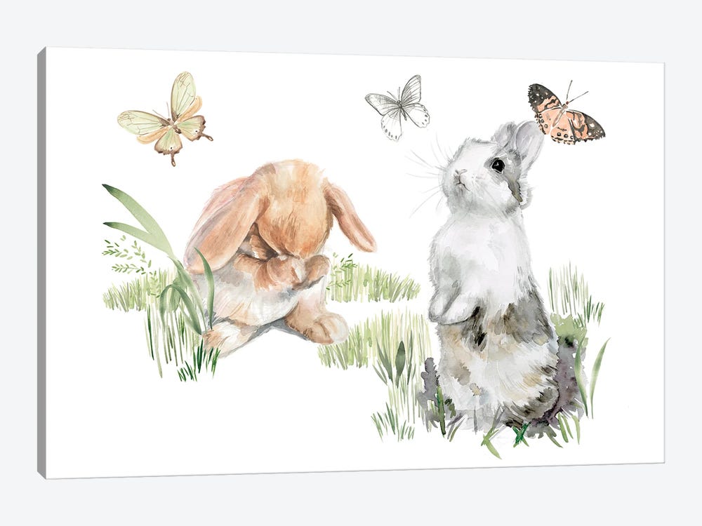 English Bunnies I 1-piece Art Print