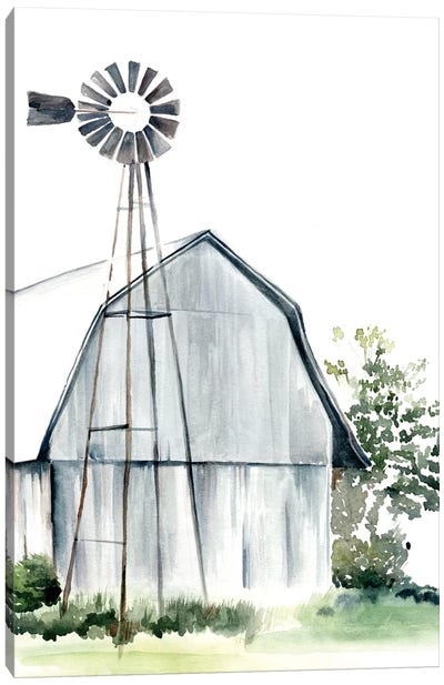 Watercolor Barn I Canvas Art Print - Farm Art