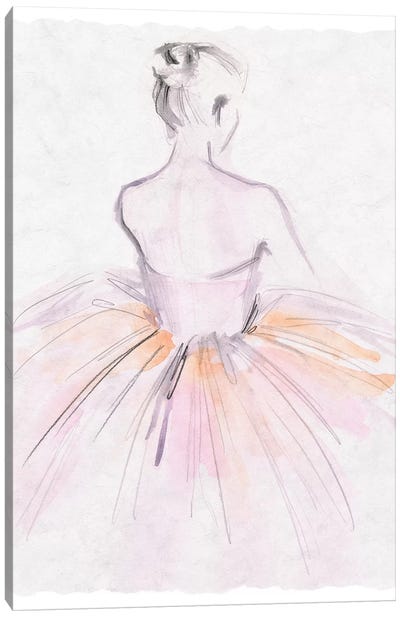 Watercolor Ballerina II Canvas Art Print - Dancer Art
