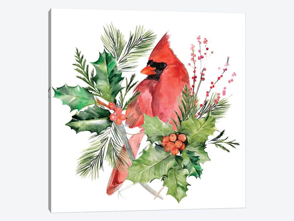 Cardinal Holly Christmas Collection C by Jennifer Paxton Parker 1-piece Art Print