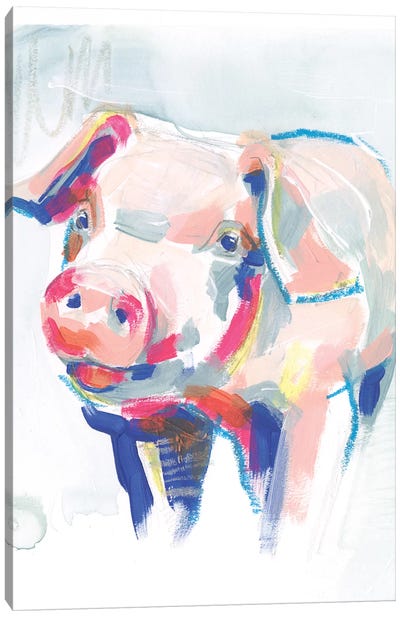 Fluorescent Farm IV Canvas Art Print - Pig Art