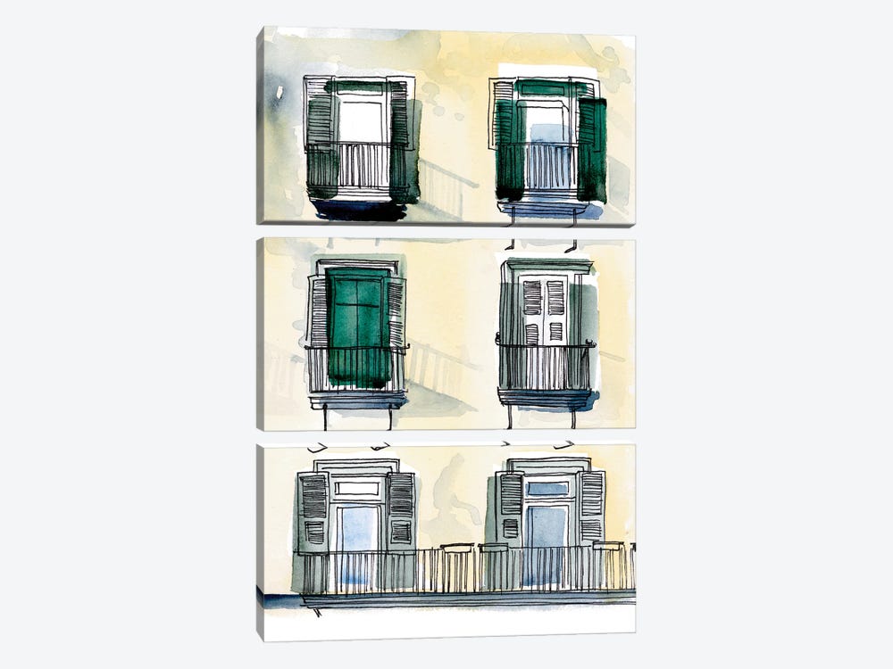 On the Sunny Side of the Street II by Jennifer Paxton Parker 3-piece Canvas Print