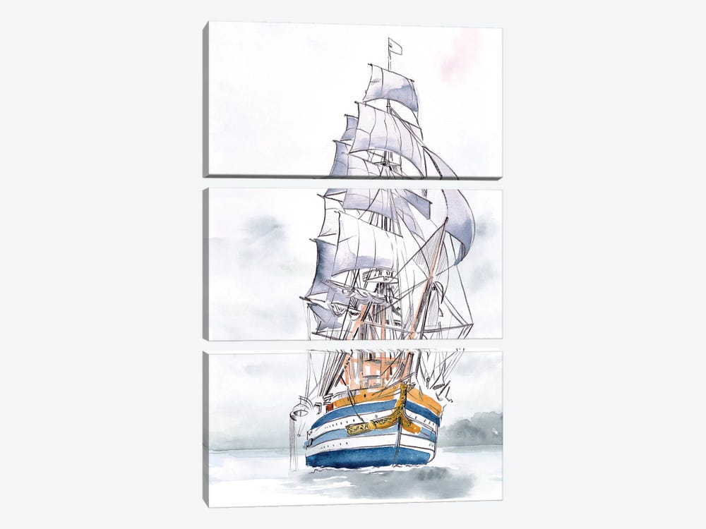 Tall Ship I by Jennifer Paxton Parker 3-piece Canvas Art Print