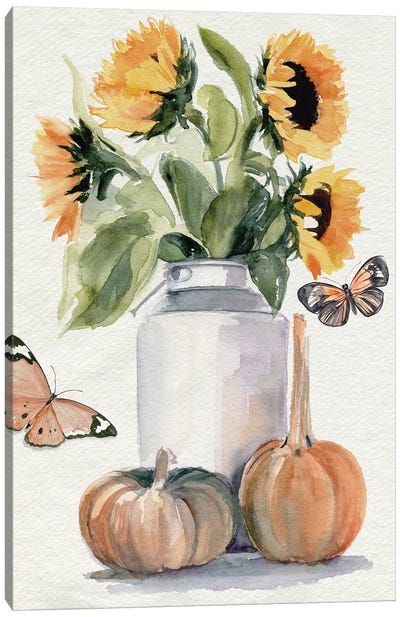 Autumn Sunflowers II Canvas Art Print - Pumpkins