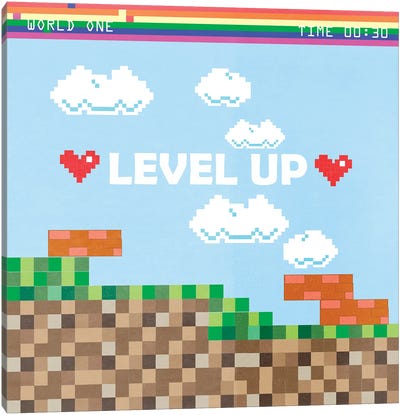 Level Up I Canvas Art Print - Super Mario Bros