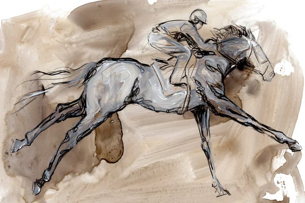 Illustrations: Off to the Races I by Jennifer Paxton Parker