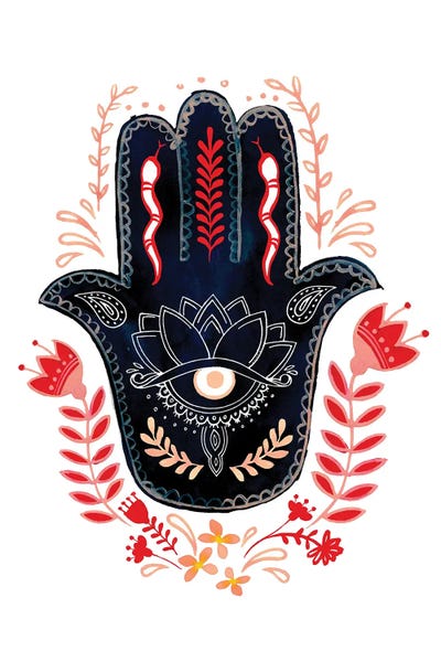 Indian Décor: Folk Hand Hamsa I by Jennifer Paxton Parker