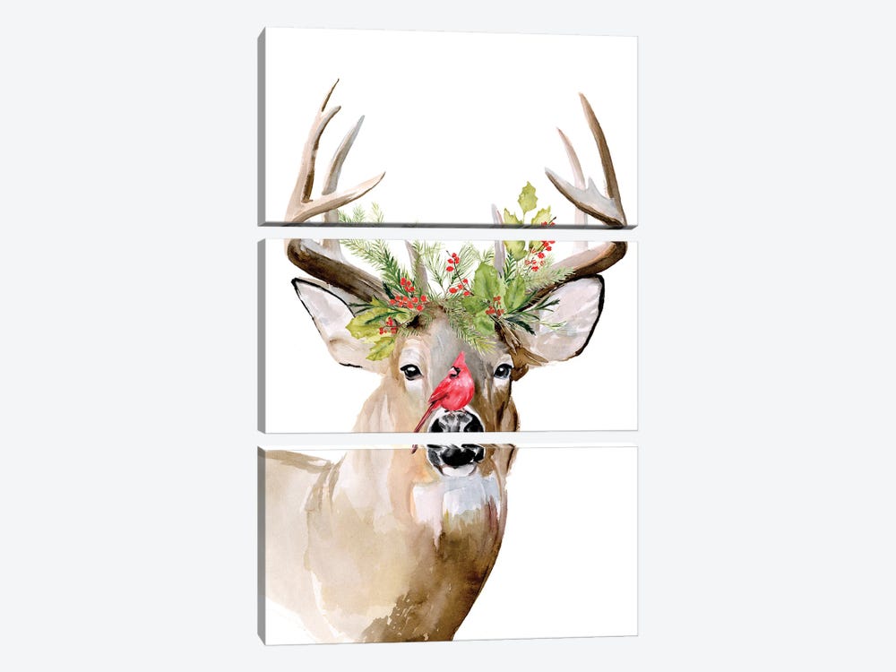 Holiday Deer II by Jennifer Paxton Parker 3-piece Canvas Print