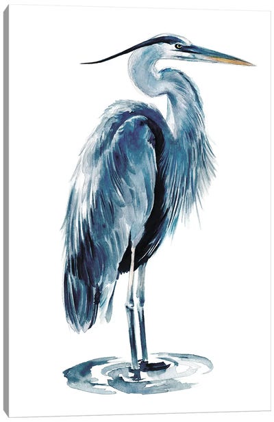Blue Heron I Canvas Art Print - Large Art for Bathroom