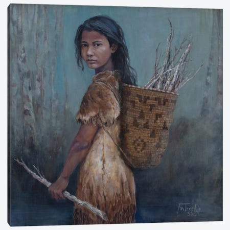 The Kindling Collector Canvas Print #JPR30} by Jan Perley Canvas Artwork