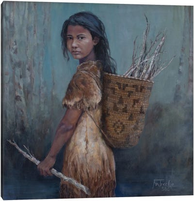 The Kindling Collector Canvas Art Print - Native American Décor