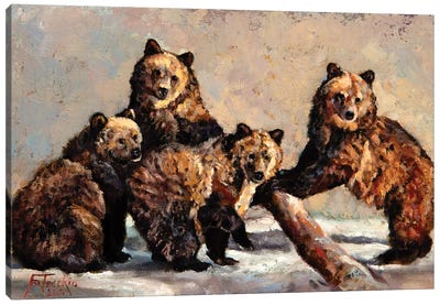Big Trouble Canvas Art Print - Grizzly Bear Art