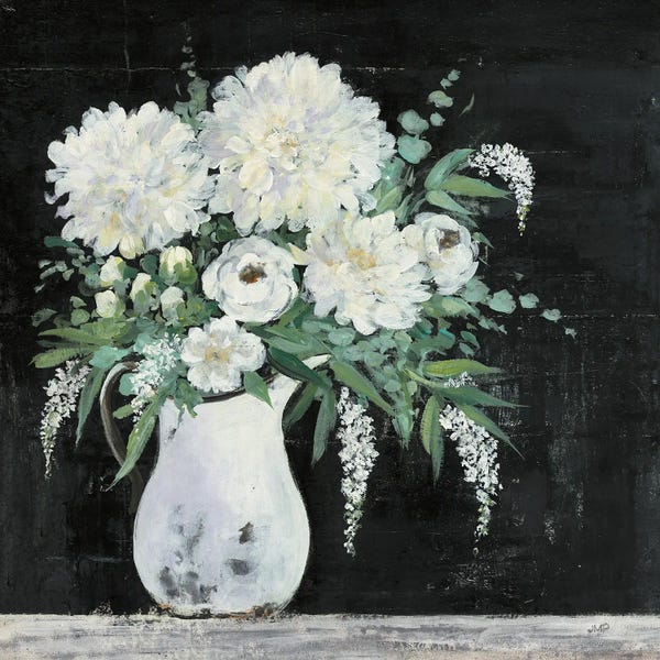 Botanical Still Life: Late Summer Bouquet I Black Crop by Julia Purinton