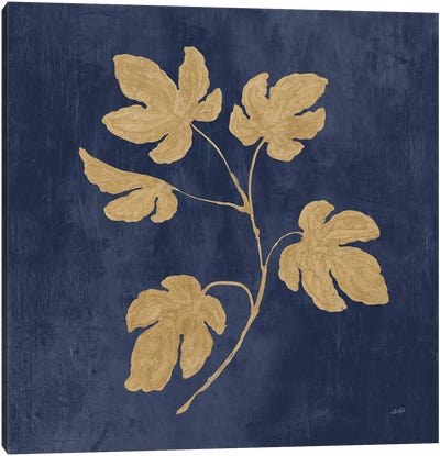 Botanical Study III Gold Navy Canvas Art Print - Blue & Gold Art
