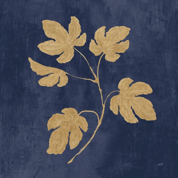 Blue & Gold: Botanical Study III Gold Navy by Julia Purinton