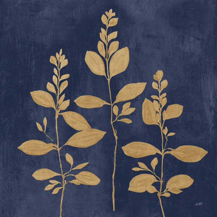 Botanical Study IV Gold Navy