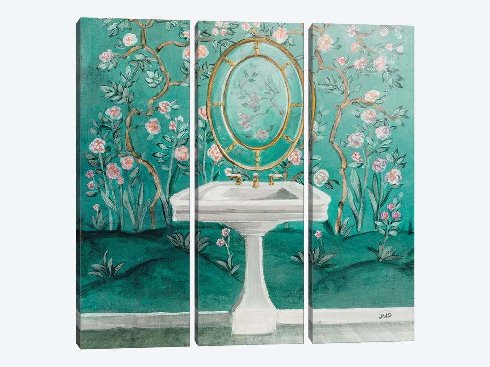 Chinoiserie Bath I Sq by Julia Purinton 3-piece Canvas Wall Art