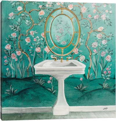 Chinoiserie Bath I Sq Canvas Art Print - Julia Purinton