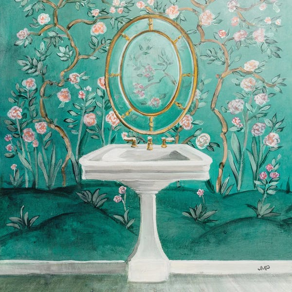 French Country Décor: Chinoiserie Bath I Sq by Julia Purinton