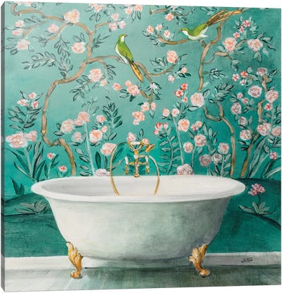 Chinoiserie Bath II Sq Canvas Art Print - Julia Purinton