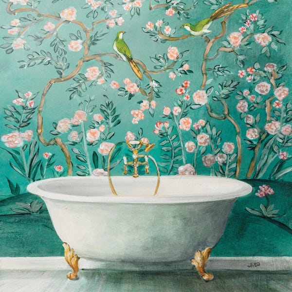 French Country Décor: Chinoiserie Bath II Sq by Julia Purinton
