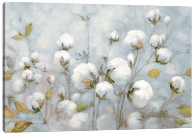 Cotton Field In Blue Gray Canvas Art Print - Modern Farmhouse Décor