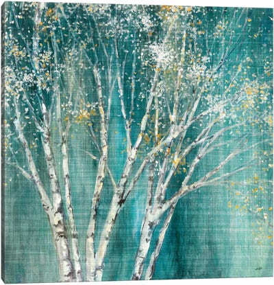 Blue Birch Flipped Canvas Art Print - Birch Tree Art
