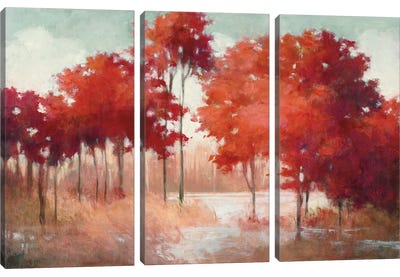 Autumn Lake Canvas Art Print - Maple Tree Art