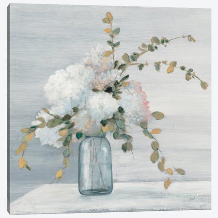 Morning Bouquet Blue Gray Crop Canvas Print #JPU46} by Julia Purinton Canvas Print