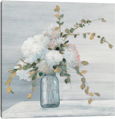 Morning Bouquet Blue Gray Crop Canvas Art Print - Julia Purinton