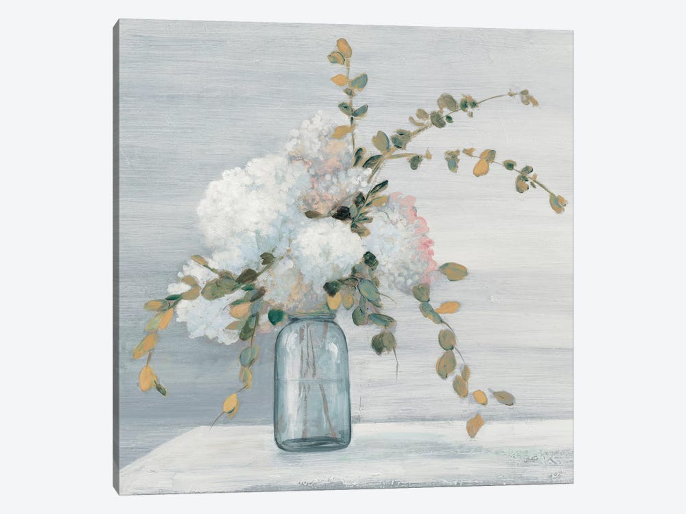 Morning Bouquet Blue Gray Crop 1-piece Canvas Art