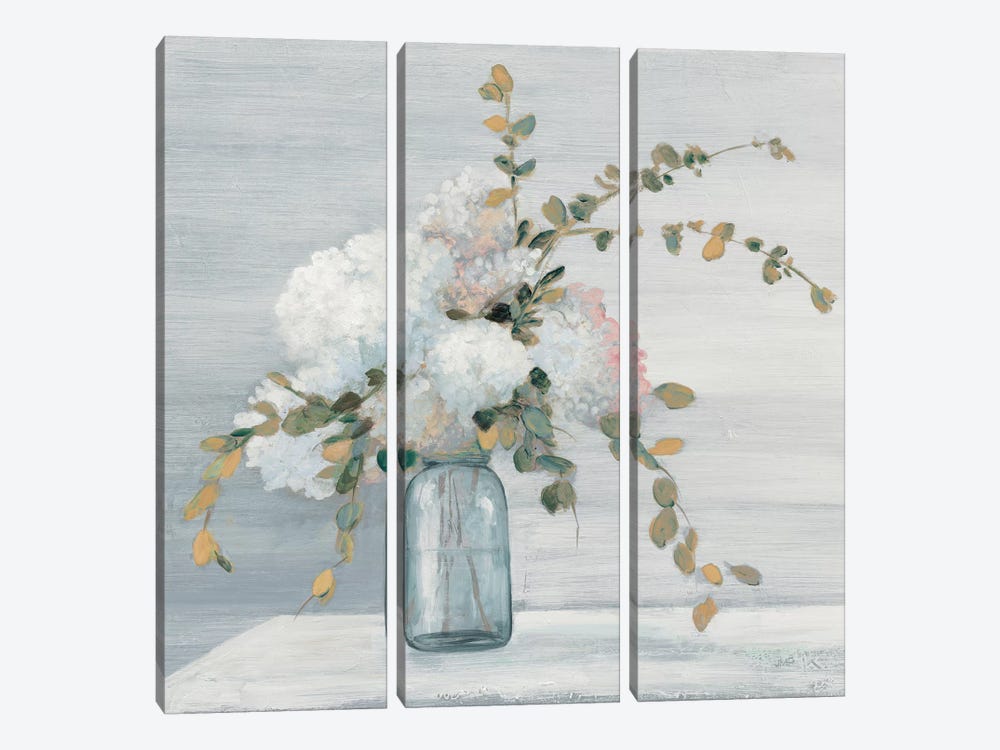 Morning Bouquet Blue Gray Crop by Julia Purinton 3-piece Canvas Wall Art