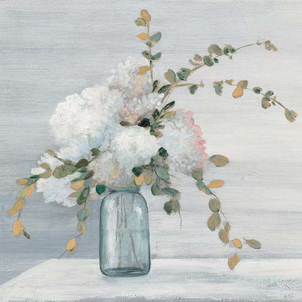 Modern Farmhouse Décor: Morning Bouquet Blue Gray Crop by Julia Purinton