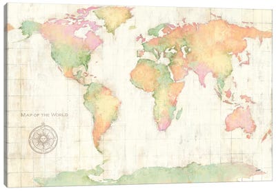 Bright World Canvas Art Print - World Map Art