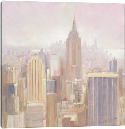 Manhattan In The Mist Canvas Art Print - Julia Purinton