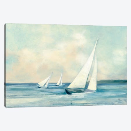 Sailboats at Sunrise Canvas Print #JPU95} by Julia Purinton Canvas Wall Art
