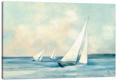 Sailboats at Sunrise Canvas Art Print - Julia Purinton