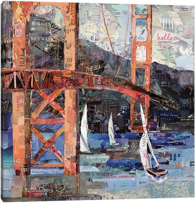 Hello San Francisco Canvas Art Print - Golden Gate Bridge